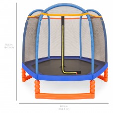 Best Choice Products 7ft Kids Outdoor Round Mini Trampoline w/ Enclosure Safety Net Pad, Built-In Zipper - Multicolor   